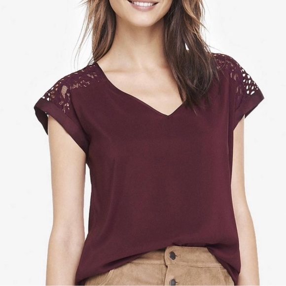 Express Tops - Express Dressy Tee Burgundy S EUC